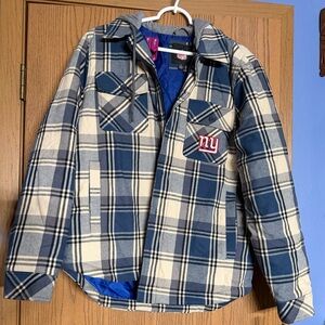 NWT Men’s Med. New York Giants Flannel Full Zip Hoodie Jacket $120-MSRP 🔥